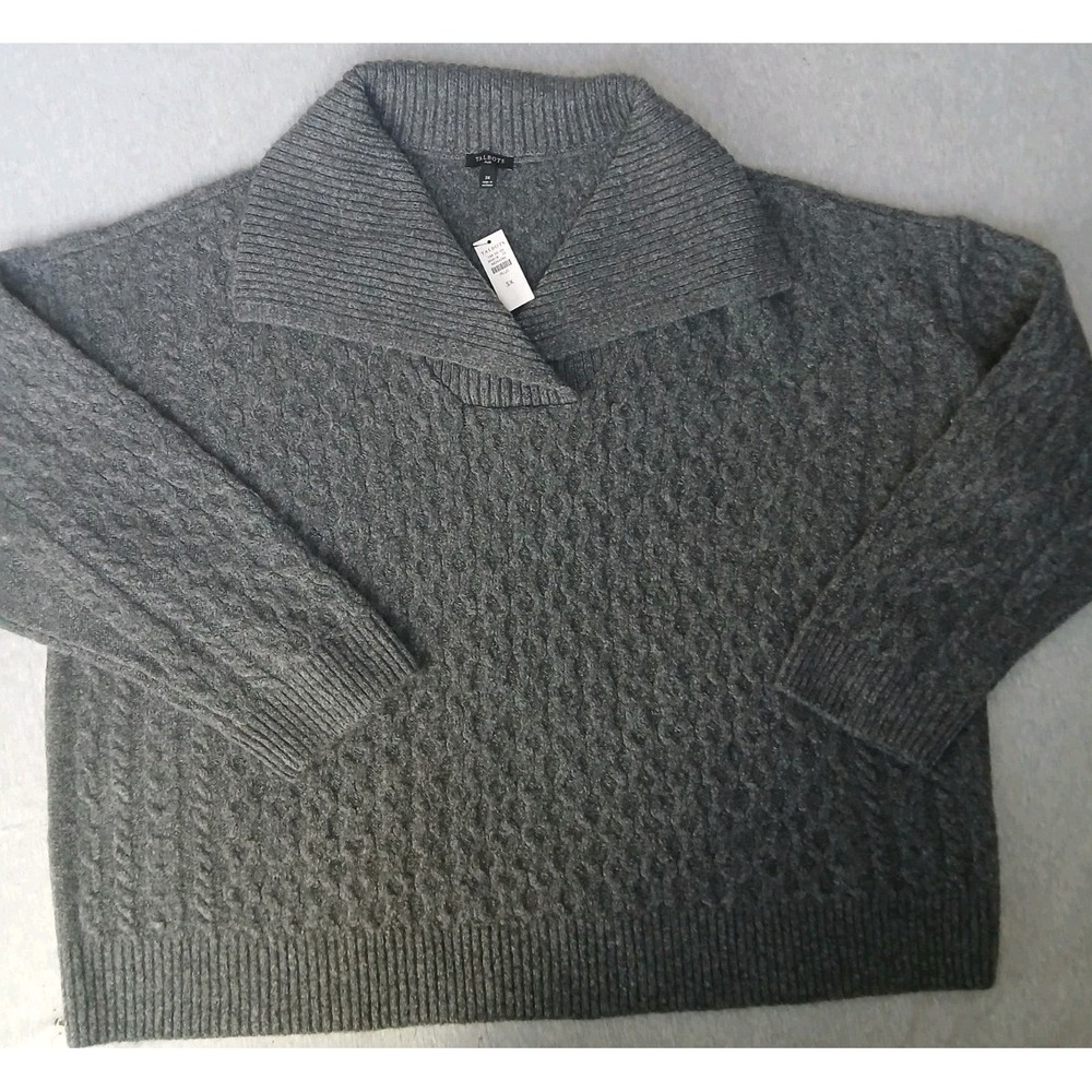 Talbots Sweater 3x Cable Knit Wool Fisherman Pullover Cozy Shawl Collar New